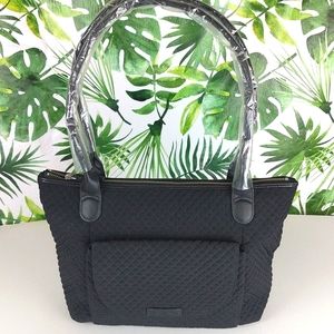 Vera Bradley Black Carson East West Quilted Tote Bag